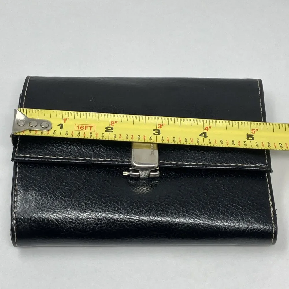 Liz Claiborne Wallet Womens Black Leather Tri-Fold Credit Cards ID slots Pocket